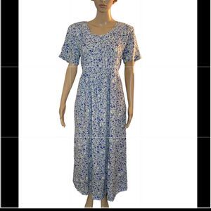 Blue Floral Vintage Dress Size 8